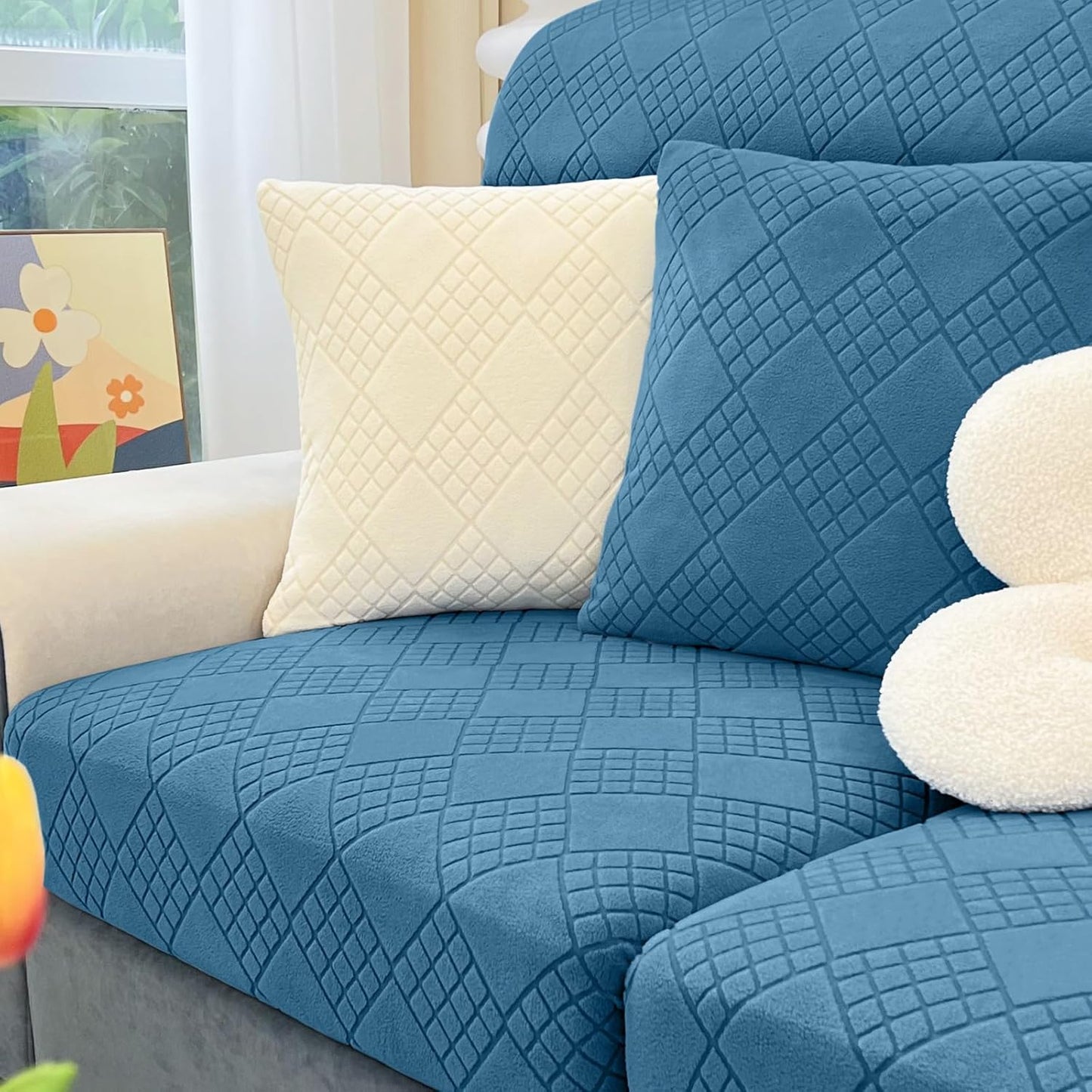 EASLIV Super Elasticity Thick Jacquard Fabric Sofa Cushion Covers