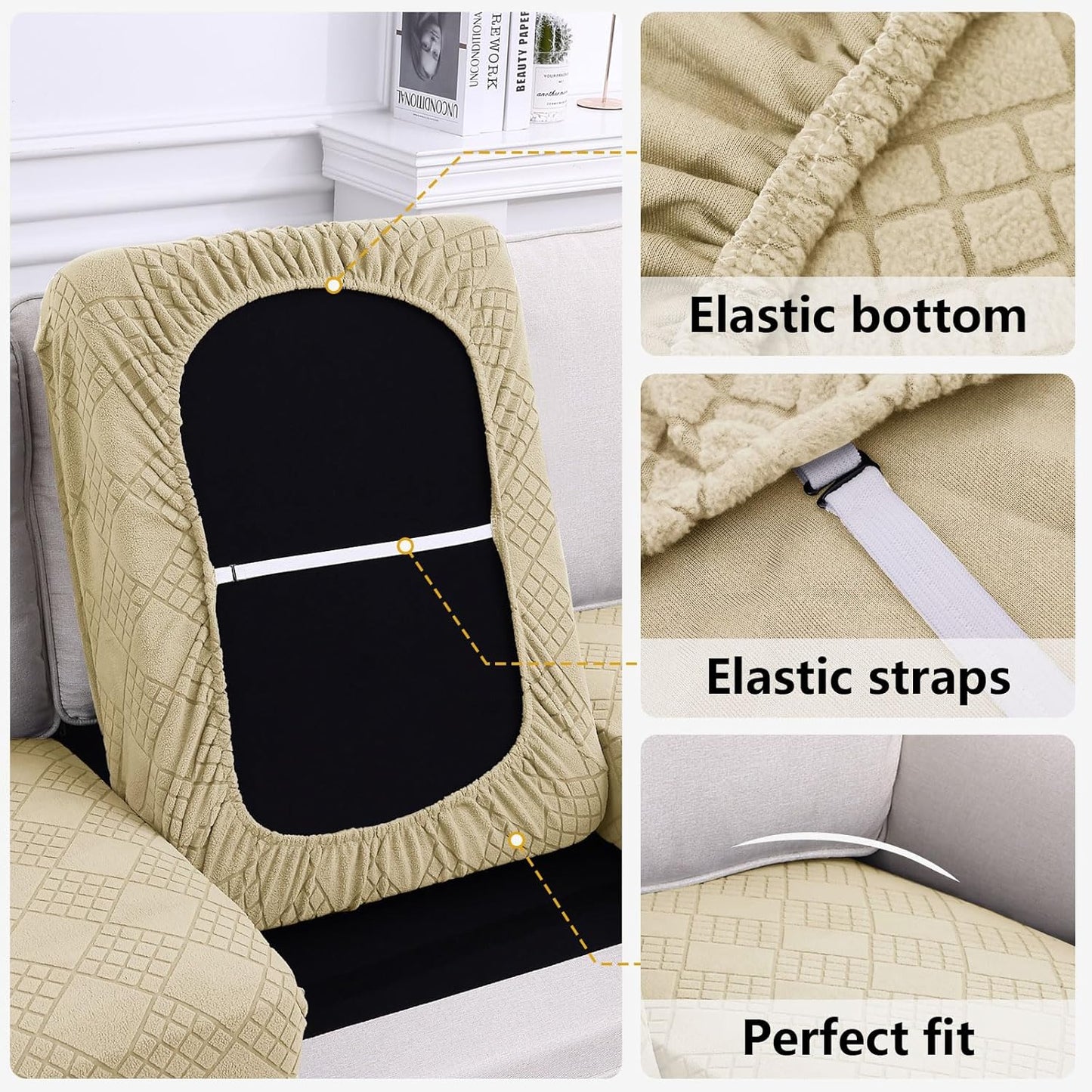 EASLIV Sofa Covers Washable,Stretch Comfort Couch Cushion Covers L Shape Sectional Sofa Slipcovers Furniture Protectors Pet