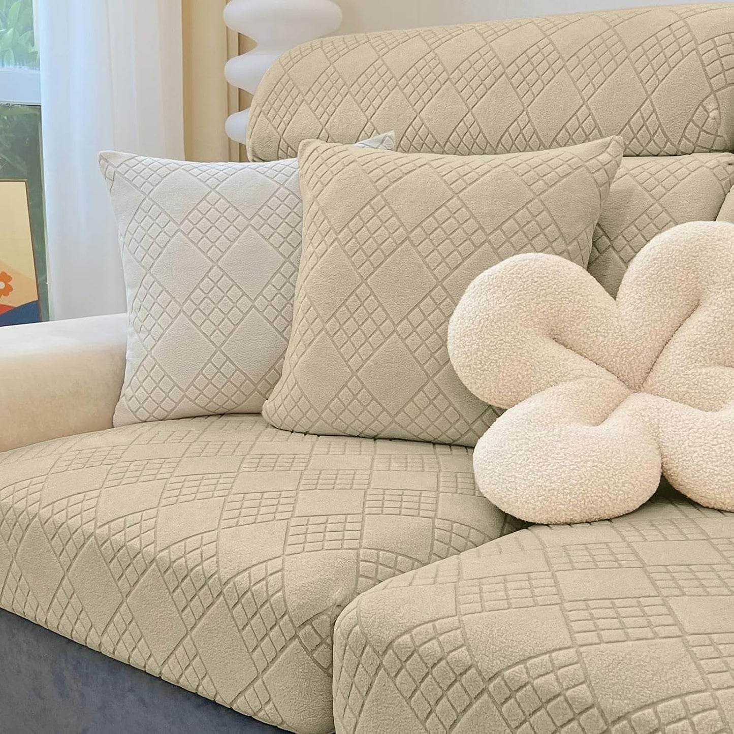 EASLIV Sofa Covers Washable,Stretch Comfort Couch Cushion Covers L Shape Sectional Sofa Slipcovers Furniture Protectors Pet