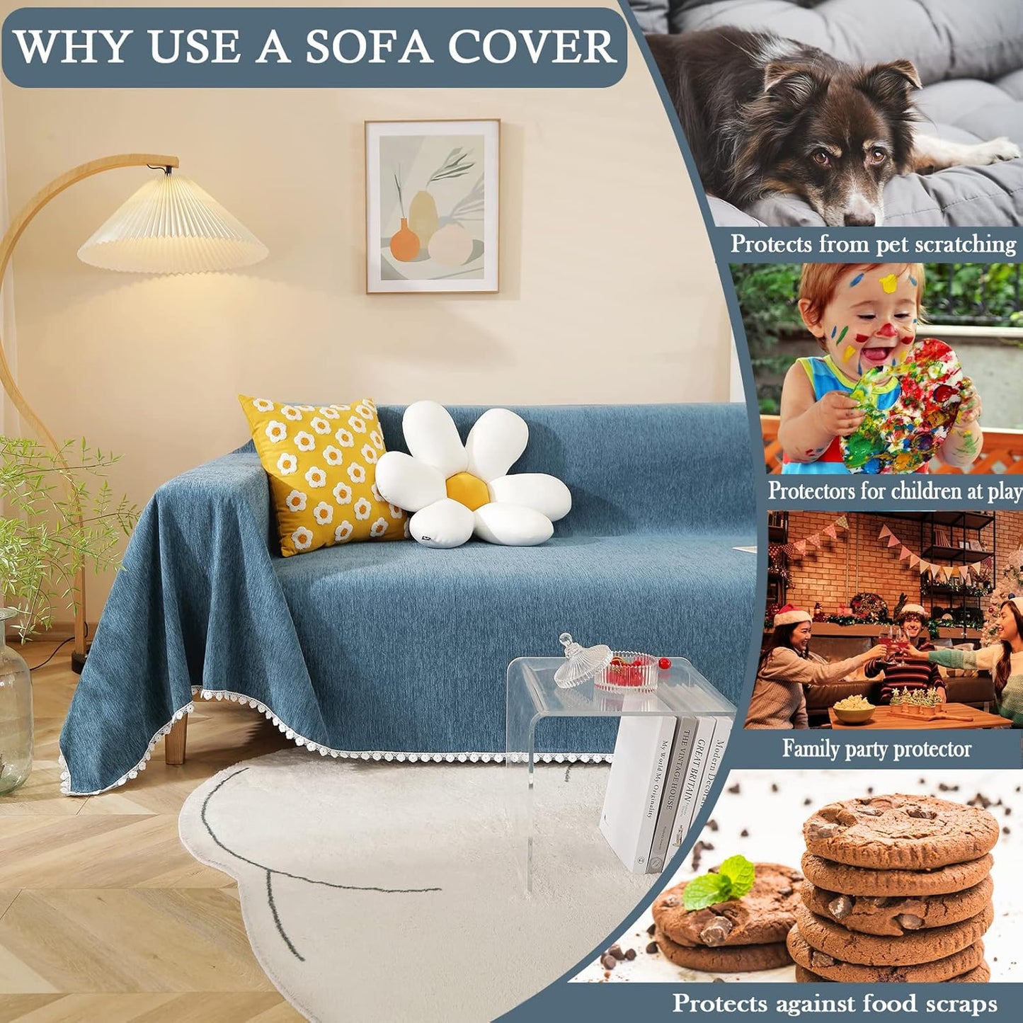 EASLIV Easy Fitted Sofa Covers for 3 Cushion Couch Universal Sofa Cover, Fitted furniture covers