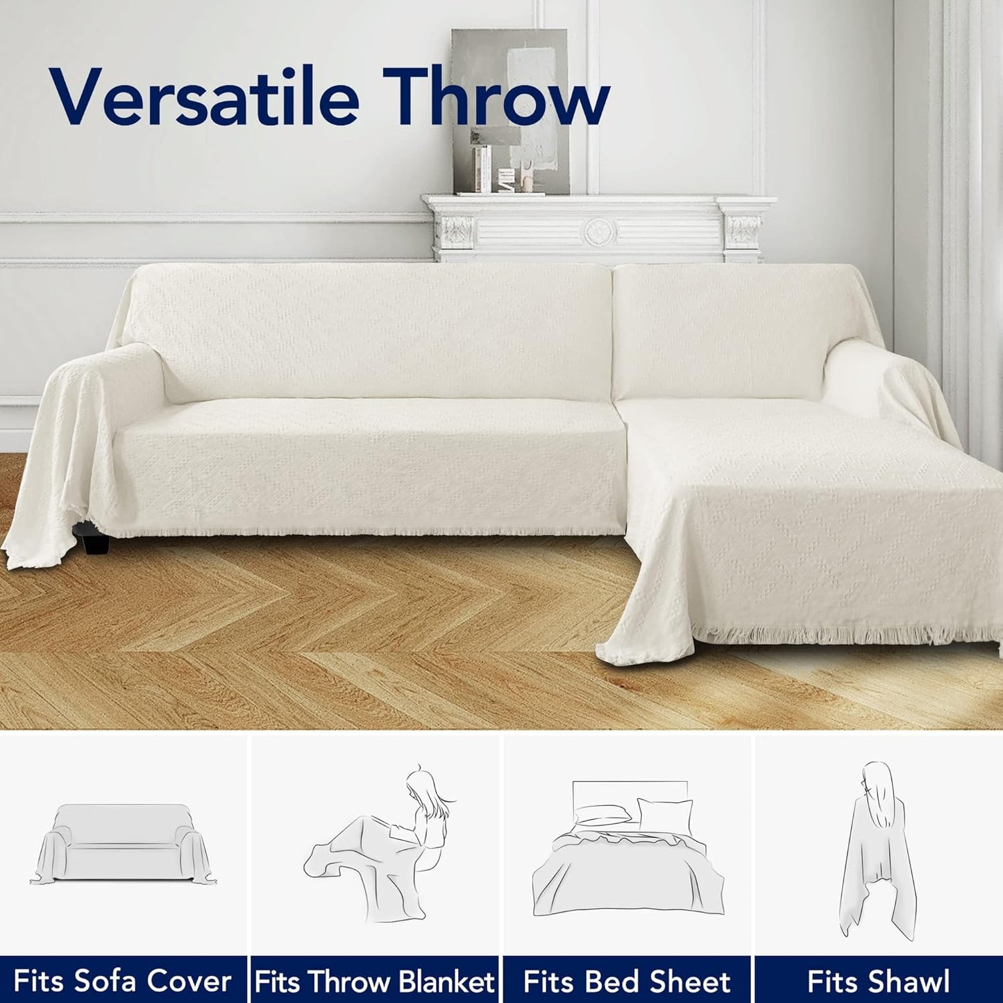 EASLIV Geometric Jacquard Throw Sofa Cover, Fitted fabric slipcovers for furniture