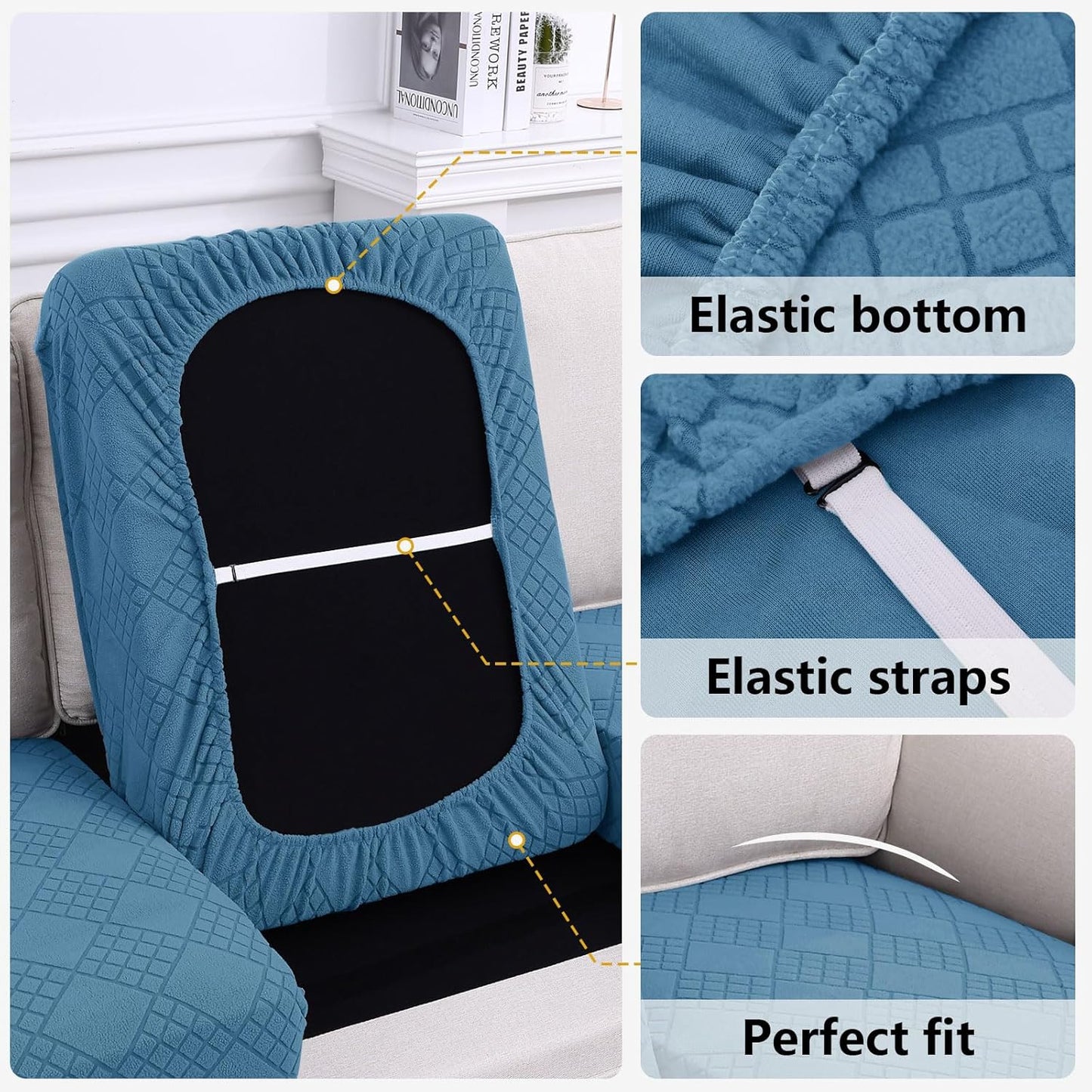 EASLIV Super Elasticity Thick Jacquard Fabric Sofa Cushion Covers
